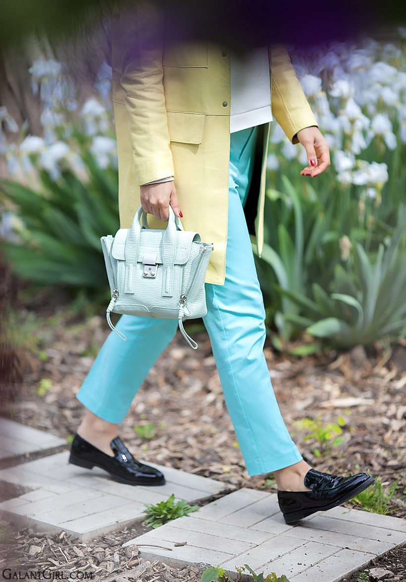 pastel outfit for spring with mint trousers by GalantGirl.com