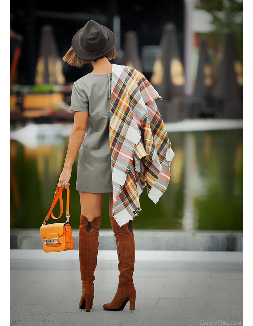 Proenza Schouler PS 11, checked poncho and over the knee boots - fashion trends for autumn 2014 on GalantGirl.com