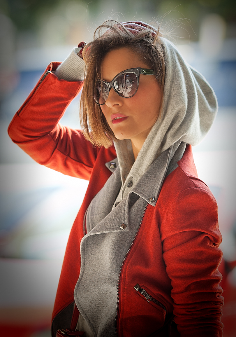 j.crew hoodie and red wool jacket on GalantGirl.com
