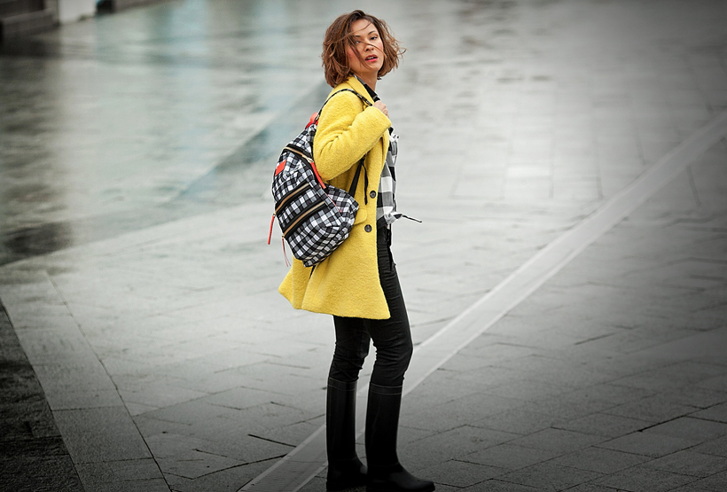 marc by marc jacobs backpack and yellow coat on GalantGirl.com 