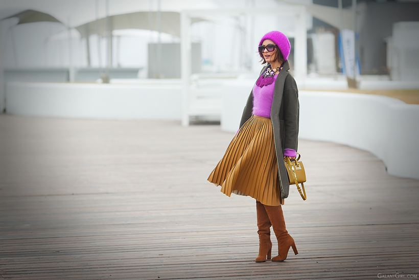 pleated faux leather skirt Asos, Asos skirt, Galant girl, Ellena Galant, mix of colors,  