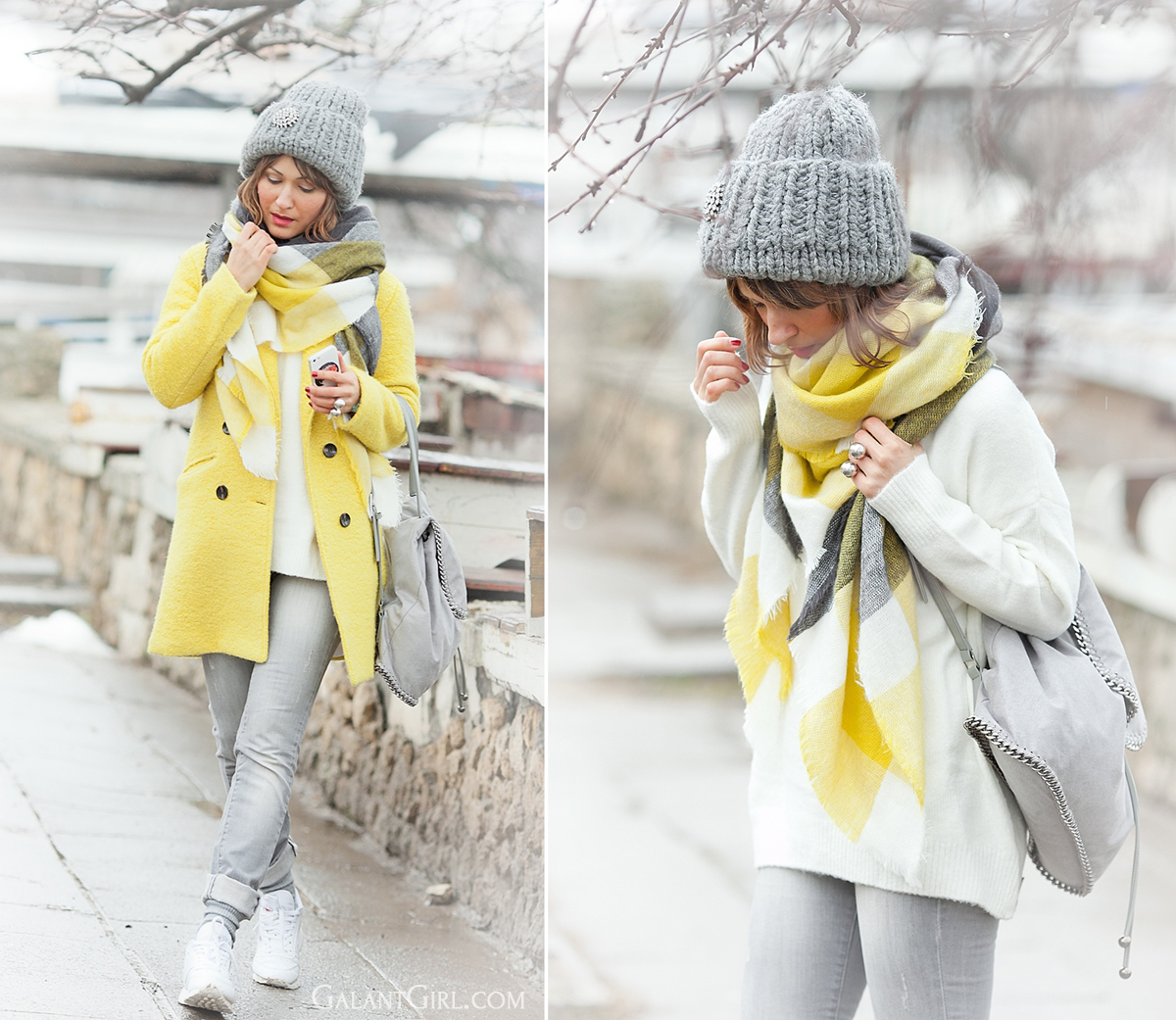 chunky beanie, Choies scarf, galant girl, white winter outfit,