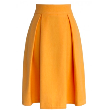 Full A-line Suede Skirt in Yellow 