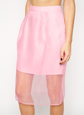 Pencil skirt with sheer layer