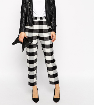 ASOS Fluffy Peg Trousers in Gingham Check,   22.50