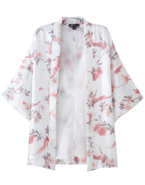 White Floral Kimono Coat
