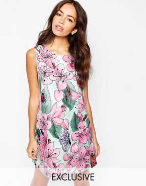 Mod Dolly Pinafore Dress In Garden Floral Print