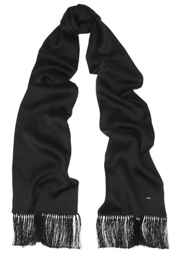 SAINT LAURENT Tasseled silk-satin scarf