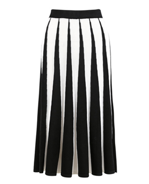 Black White Vertical Stripe Knit Skirt
