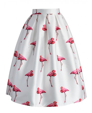 Chic Flamingos Pleated A-line Skirt