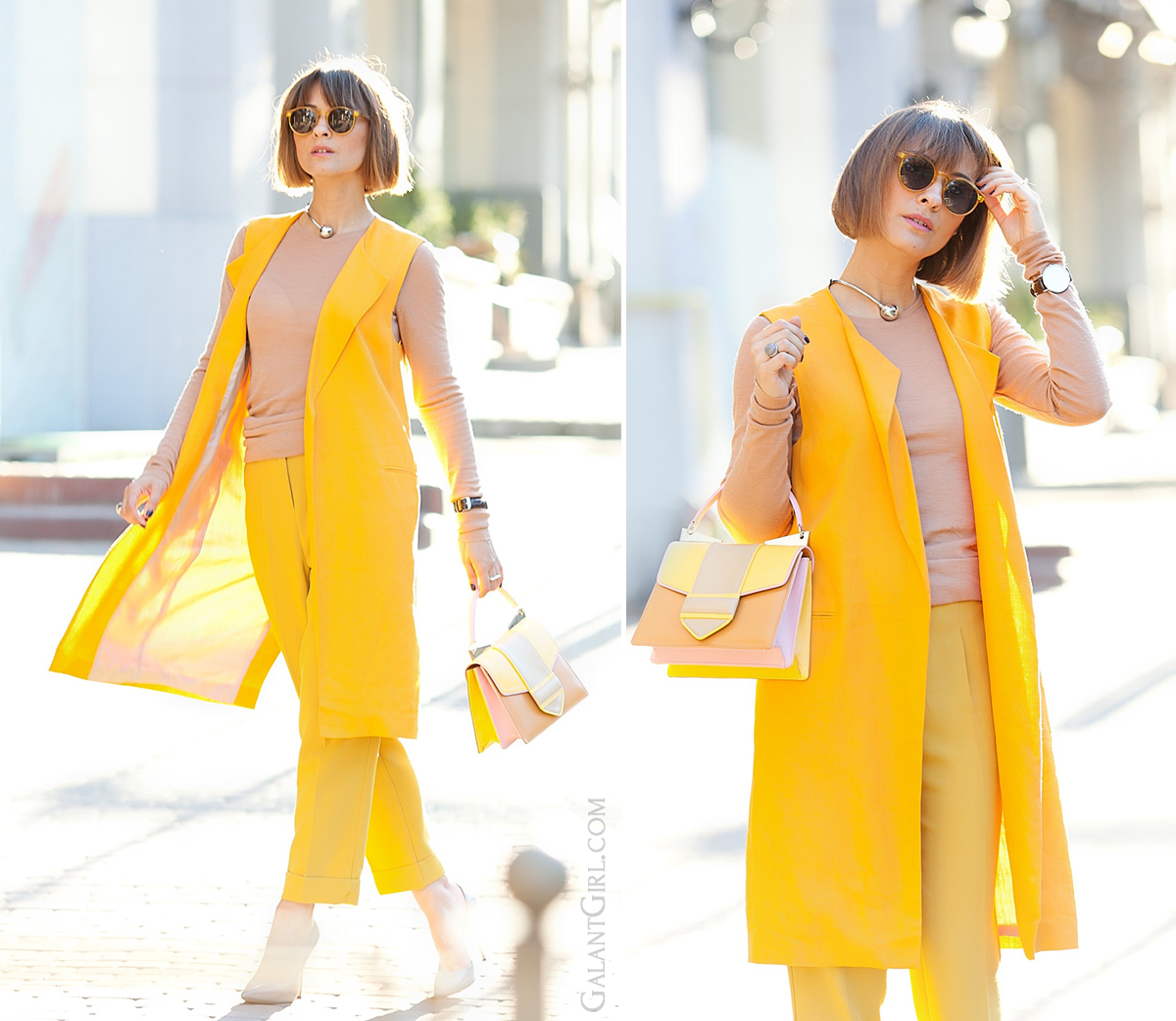 zara orange vest and sara battaglia bag, spring outfit, fashion trends 2015, galant girl