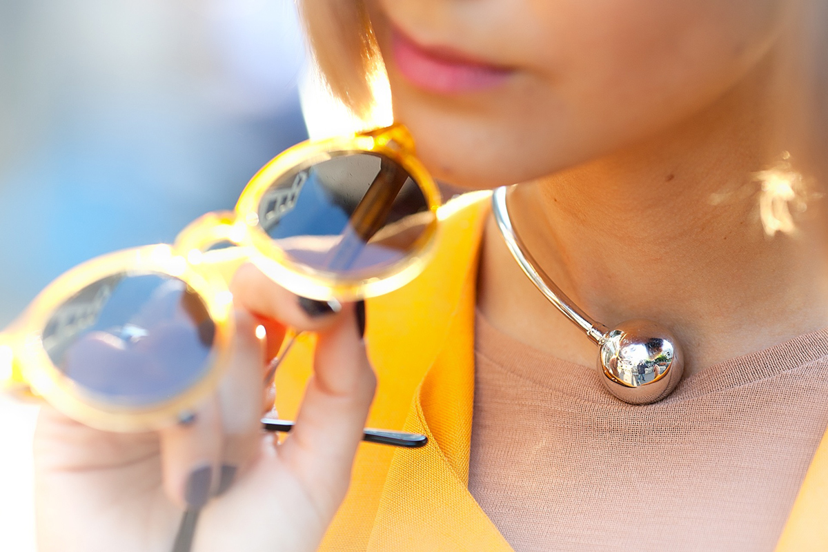 spitfire sunglasses and khoshtrik necklace on Galantgirl.com