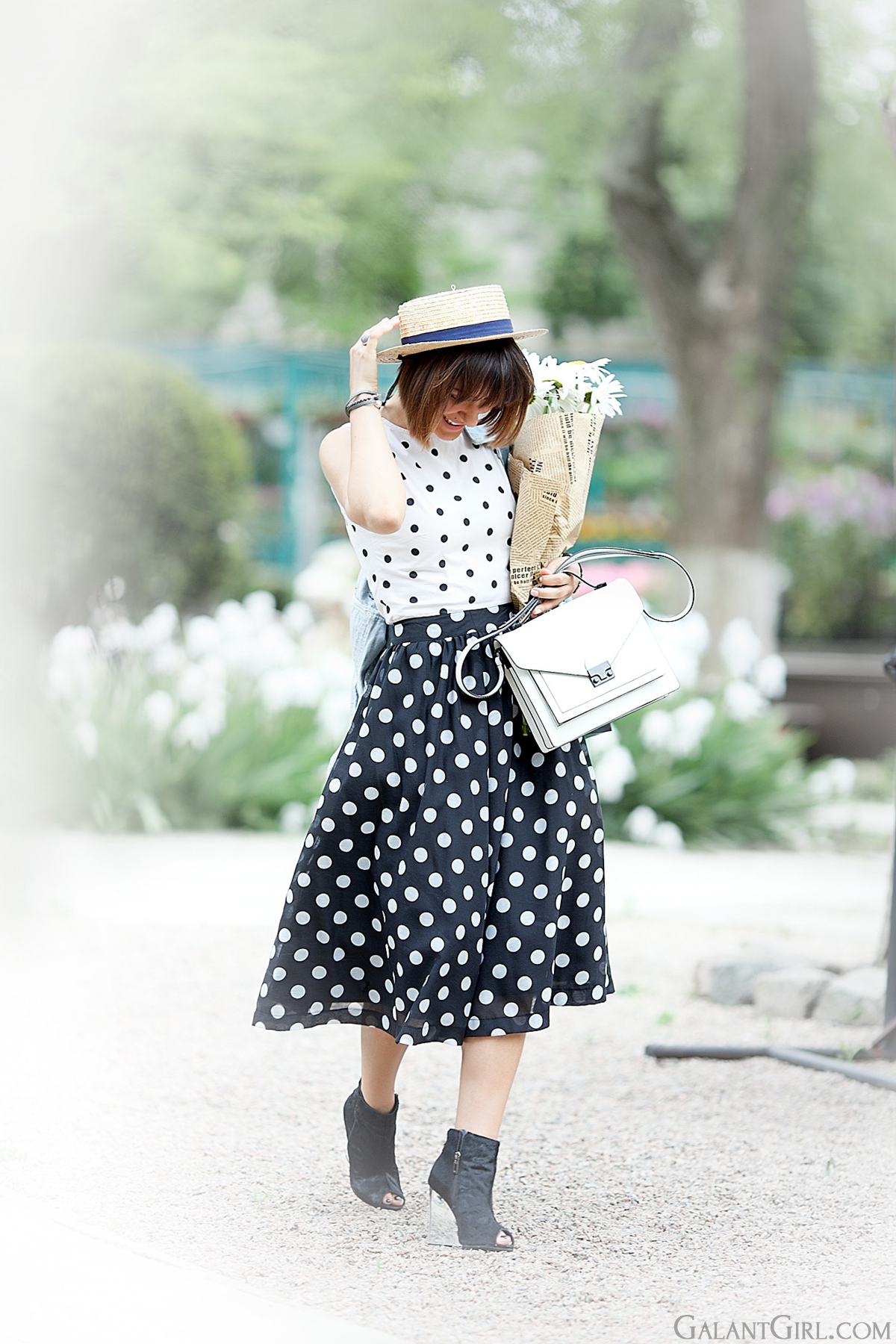 street chic, street chic outfit, street style fashion, galant girl, polka dots outfit, spring 2015 outfit, 