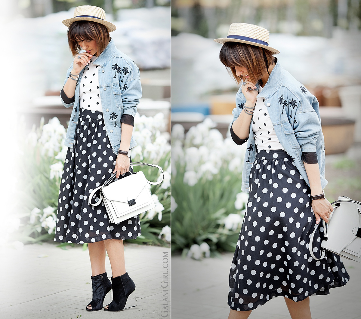 street chic, street chic outfit, street style fashion, galant girl, polka dots outfit,  spring 2015 outfit, 
