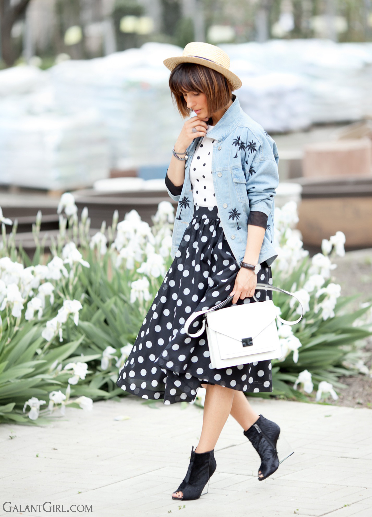 street chic, street chic outfit, street style fashion, galant girl, polka dots outfit,  spring 2015 outfit, 