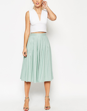 ASOS Pleated Midi Linen Skirt