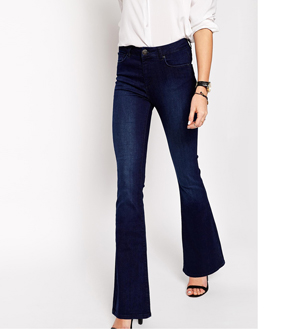 ASOS Bell Flare Jeans in Deep Blue