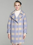 Purple Plaid Woolen Coat