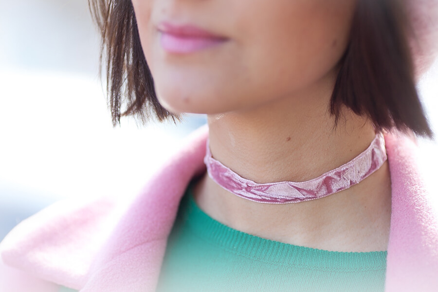 pink choker necklace