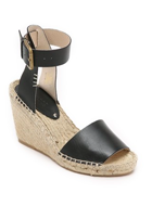 Soludos Open Toe Wedge Leather Espadrilles