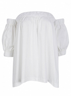 White Off Shoulder Puff Sleeve Blouse