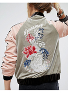 Glamorous Embroidered Bomber Jacket In Velvet