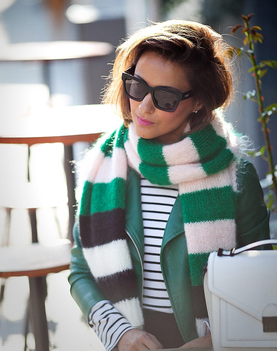 street style fall outfits, max mara scarf, striped scarf, 