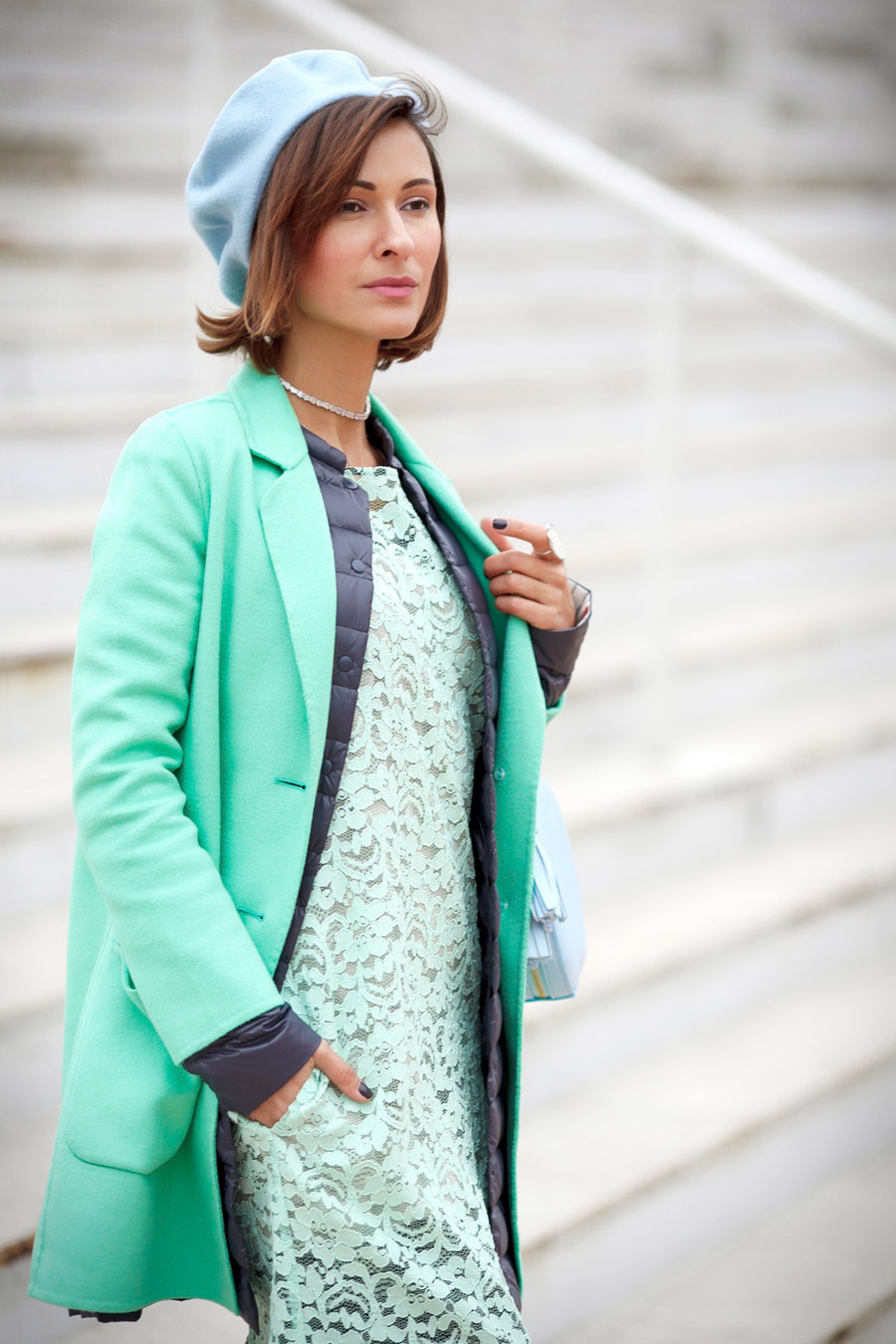 mint coat, best fall outfits, round bag outfit, 