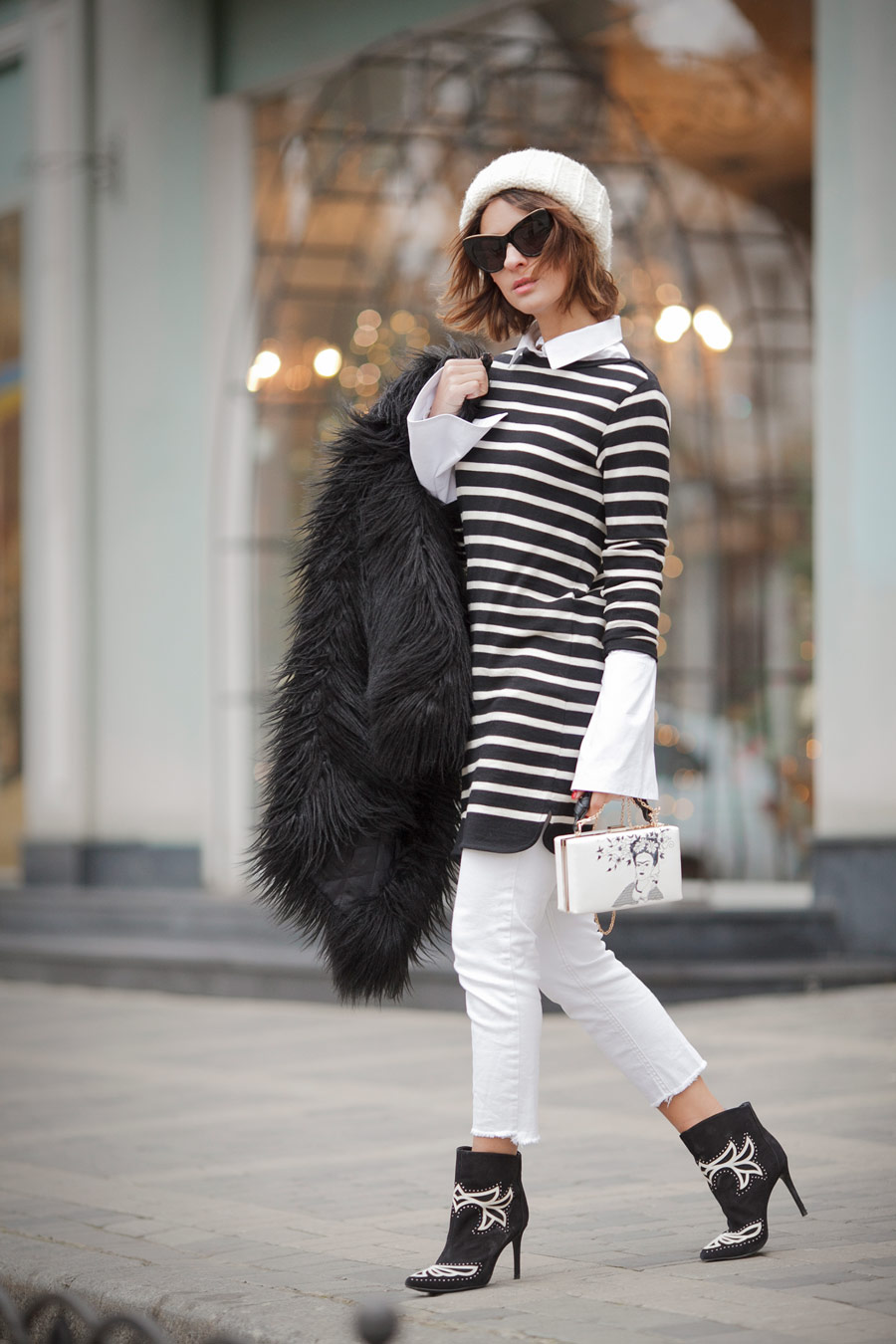 stripe knitted dress, winter outfits, winter outfit ideas, Ellena Galant, Елена Галант,