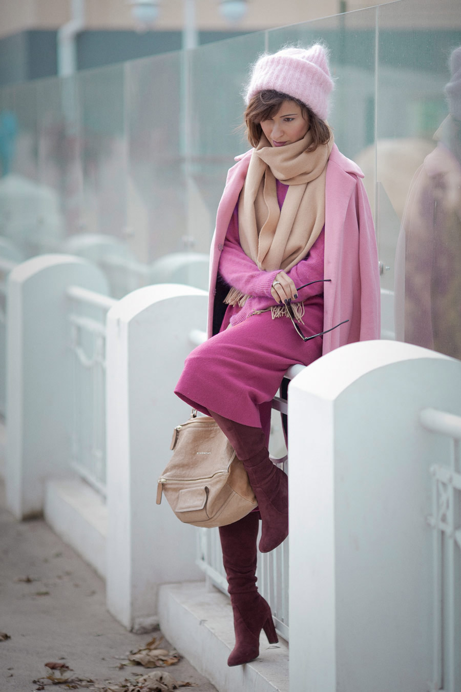 total pink, fall outfits, autumn look, culottes outfit, shades of pink outfit, Ellena Galant blog,