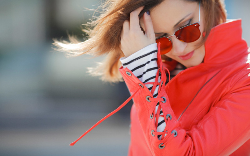 Red Biker Jacket Outfit